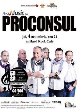 Proconsul: concert in Bucuresti la Hard Rock Cafe