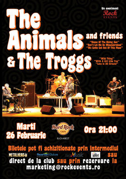 The Animals & The Troggs: Concert in Hard Rock Cafe pe 26 februarie