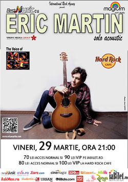 Eric Martin, vocea Mr. Big: Concert la Hard Rock Cafe Bucuresti pe 29 martie