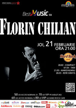 Florin Chilian: Concert in Hard Rock Cafe pe 21 februarie