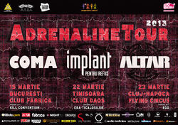 Adrenaline Tour: concert Coma, IPR si Altar in Timisoara