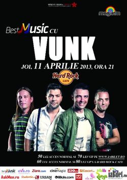 Vunk: Concert la Hard Rock Cafe Bucuresti pe 11 aprilie