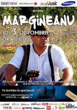 Concert Margineanu & Band la Hard Rock Cafe, Joi 3 Octombrie
