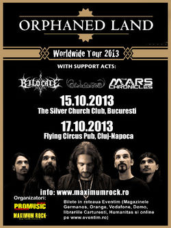 Concert Orphaned Land la Bucuresti, in Silver Church Club, pe 15 Octombrie
