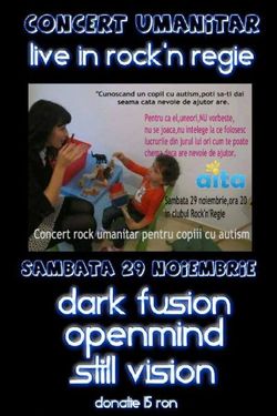 Concert caritabil Dark Fusion, Openmind si Still Vision in Rock n Regie Bucuresti