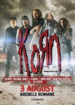 Concert Korn la Bucuresti pe 3 August la Arenele Romane