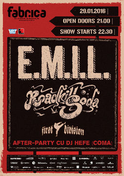 Primul concert E.M.I.L. pe 2016! Cu RoadKillSoda, First Division si DJ Hefe in deschidere