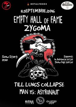 Empty Hall of Fame // Zygoma // Till Lungs Collapse // Man Is: Astronaut in concert la Quantic Pub pe 11 Septembrie