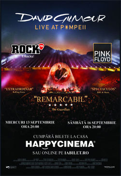 David Gilmour: Live At Pompeii la Happy Cinema pe 16 septembrie