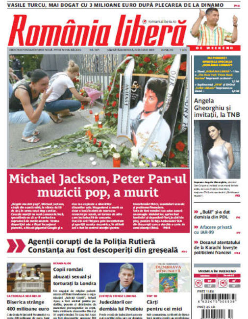 Michael Pe Prima Pagina Michael Jackson Romania Libera 1186179