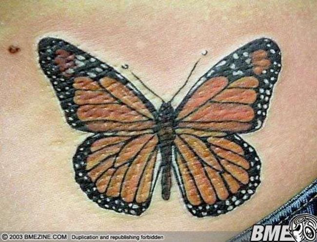Poze Poze Tatuaje. Modele de Tatuaje (foto) - Fluture colorat portocaliu cu negru
