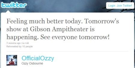Ozzy Osbourne are probleme de sanatate